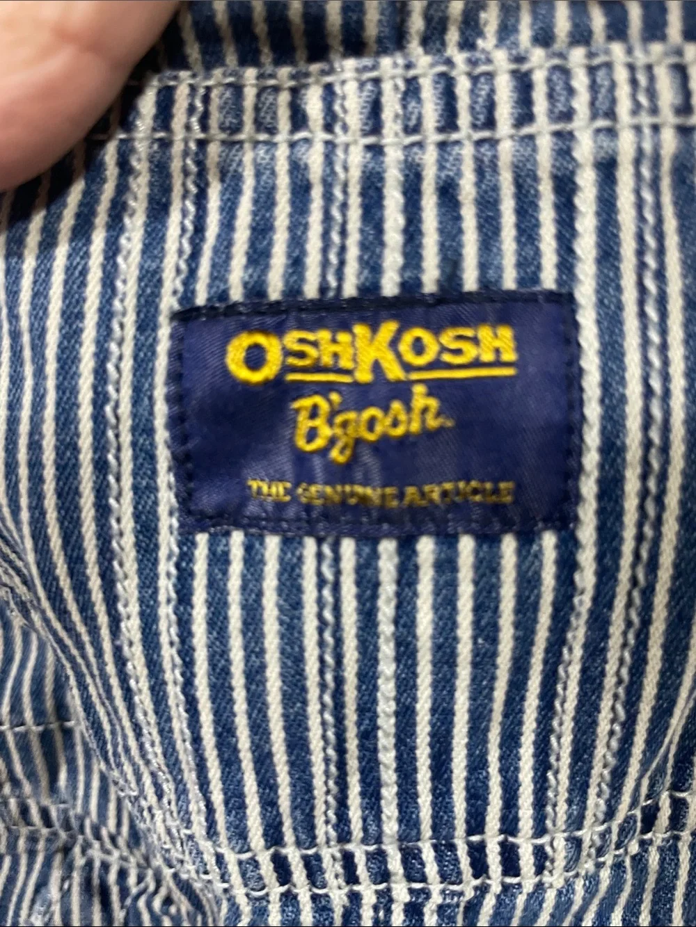 OshKosh B'gosh Navy and White Striped Kids Short Overalls